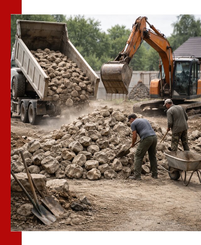 Доставка и разгрузка бутового камня в Сердобске