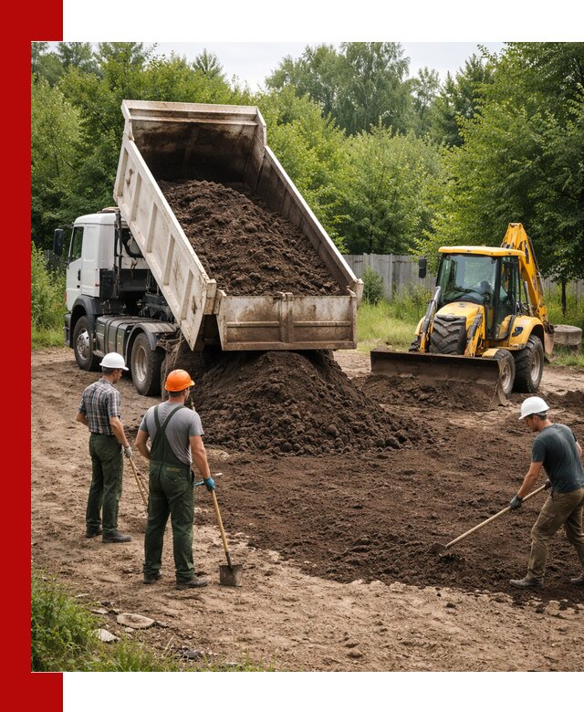 Доставка и укладка грунта для выравнивания участка в Сердобске