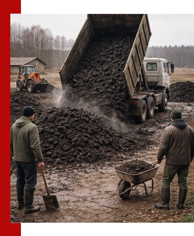 Доставка низинного торфа с разгрузкой и доставкой в Сердобске