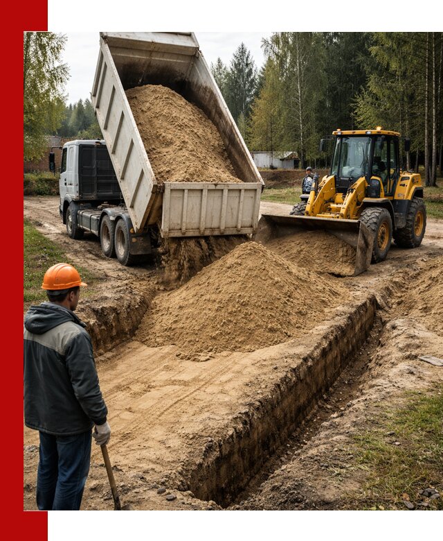 Доставка песчаного грунта в Сердобске для строительных работ
