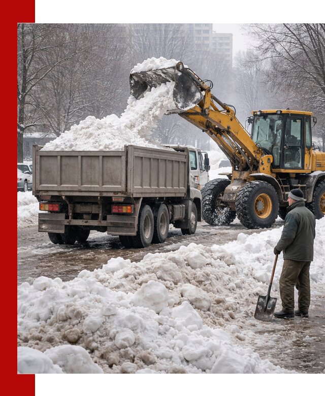 Вывоз снега грузовой техникой в Сердобске оперативно и чисто