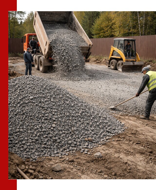 Отсыпка участка щебнем с доставкой и уплотнением в Сердобске