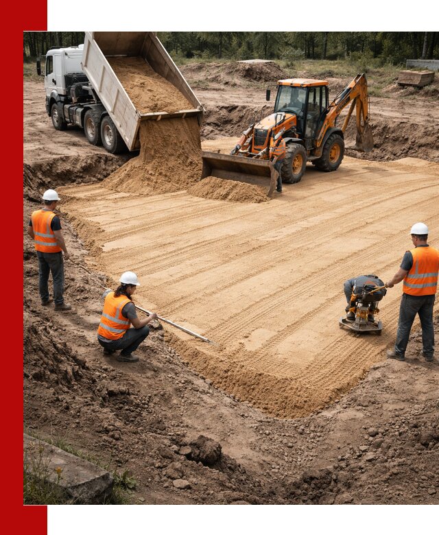 Устройство песчаной подушки для фундаментов и дорог в Сердобске